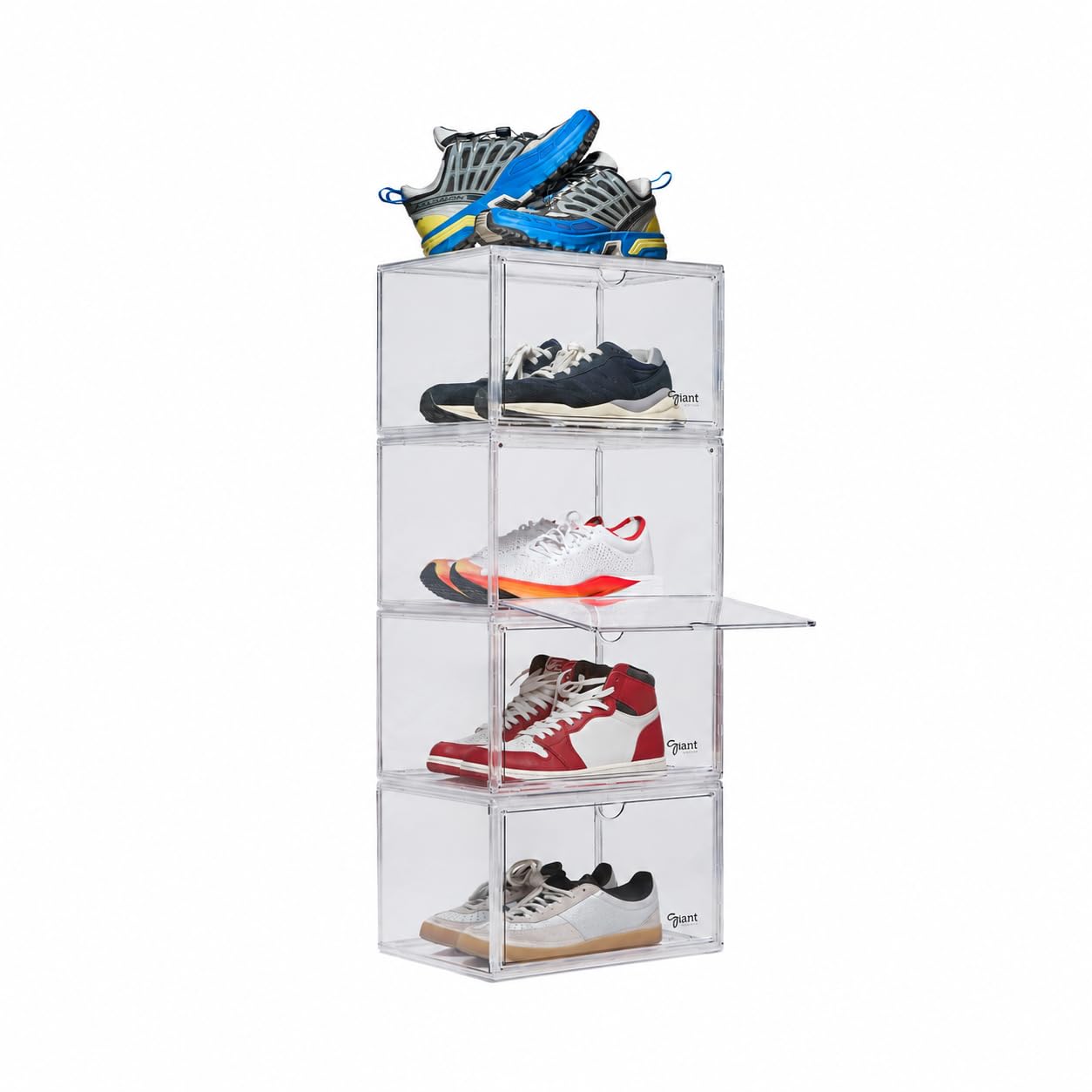 5 Cajas Almacenaje Zapatos Acrílico Super Transparente | Transpirable | Marca Española | Material Premium | Apilable | Estética Moderna | Organizador de Zapatos