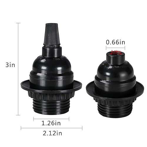 Miniatura 2 de Aplstar Enchufes de luz negros E26E27, soporte de lámpara retro Edison con tornillo mediano E26, resistente al calor de 392.0 F enchufe estándar
