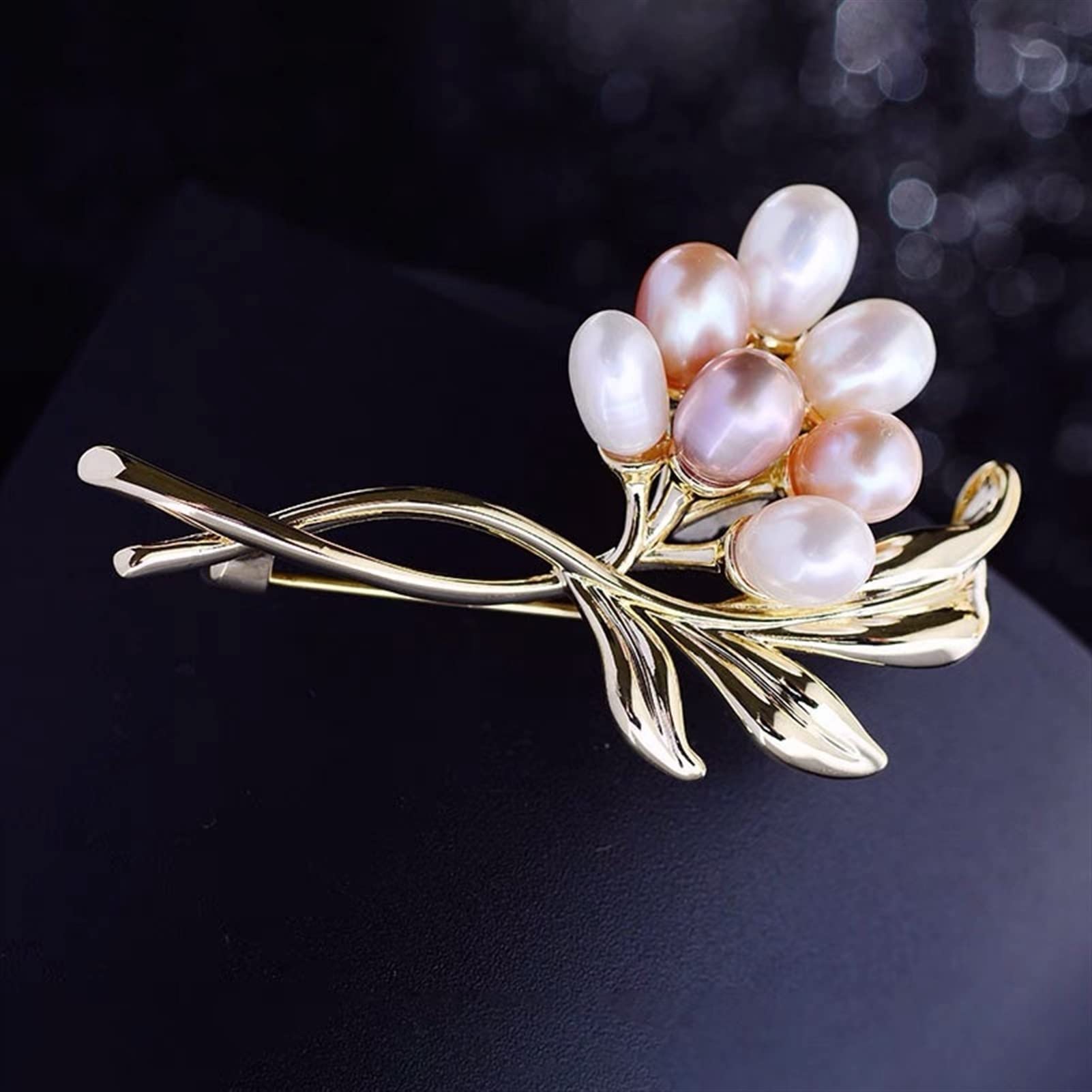 ZHSHYS Damen-Brosche, Anstecknadeln, Damenmode-Accessoires, Damen-Brosche, Elegante natürliche Perlenblume, Damen-Brosche, Blumenstrauß, Blumenform, Party-Bankett-Brosche, modische Broschen