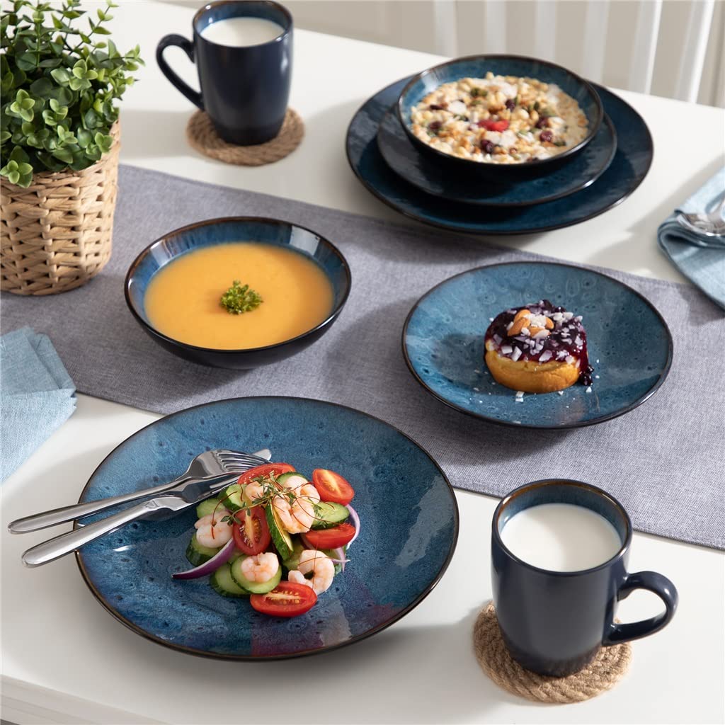 Zestaw zastawy stołowej Zestaw naczyń ceramicznych w stylu vintage z talerzem obiadowym i deserowym, miską, filiżankami do kawy Naczyniami kuchennymi