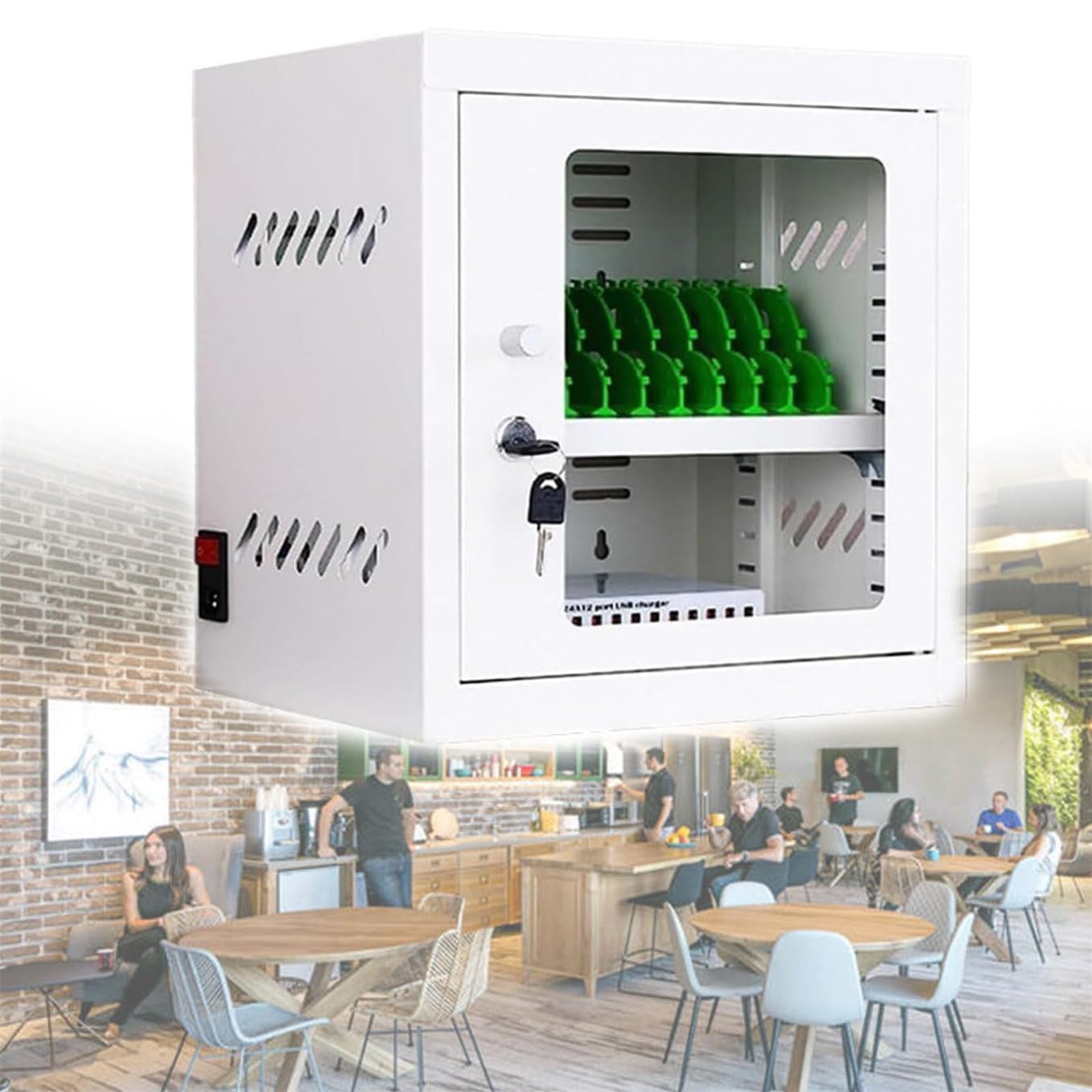 GTHTUHFD Phone Storage Cabinet Charging Mobile Phone Cabinet, Cell Phone Storage Cabinet Charging Station, Usb Rechargeable Cellphone Locker, For Company Conference,12Slots,12slots