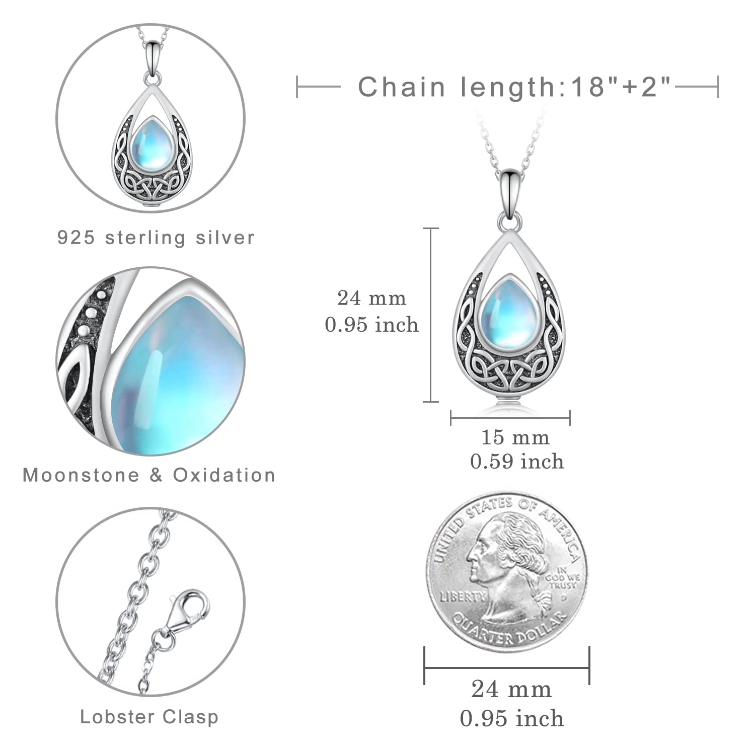 Collana con urna in pietra di luna per ceneri in argento Sterling 925, collana commemorativa per cremazione, gioiello da donna