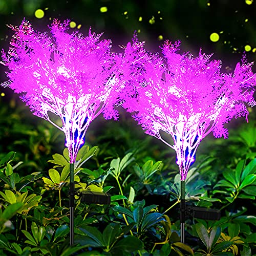 Neporal Solar-Garden-Lights-Outdoor-Decorative, Solar Flowers, 2 Pack Garden Lights Solar Powered IP65 Waterproof Solar Stake Lights Outdoor Decorative Garden Decor for Yard Patio Garden Pathway(Pink