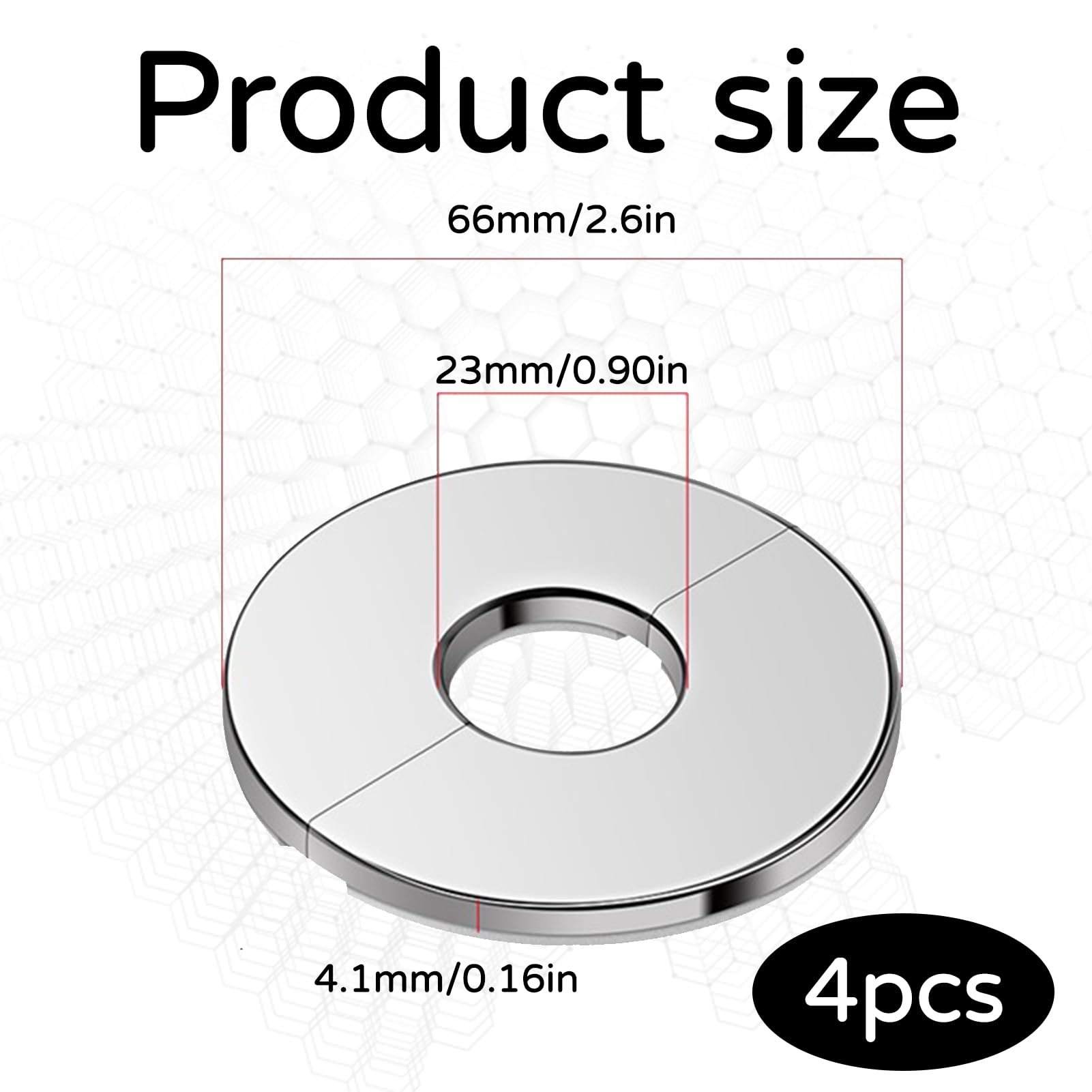 4 tubi di riscaldamento rosette, Ø 22 mm, rubinetti rosetti, tubi di copertura per tubi in acciaio inox, copertura per tubi divisa
