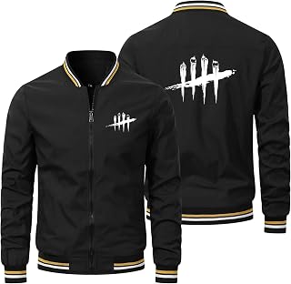RILIPU Men Thin Bomber Baseball Jackets Dead-Daylight logo Bomber Windproof Cycling Workout Athletic Coat Mens Softshell Outerwear with Pocket