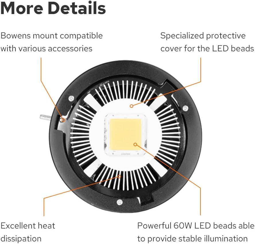 Godox 2Pack SL60W Studio LED Video Light Kit for Photography,60W Continuous Lighting Set,5600K Bowens Mount Flash Light with Softbox,Remote Control,Stands for Video Recording,Product Portrait Shooting
