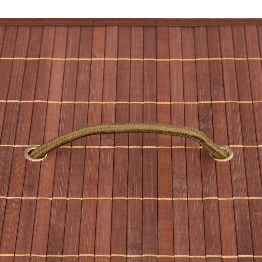 4 Stück faltbare Bambus Aufbewahrungsboxen mit Öse, braun, aus Bambus und gewebtem Stoff, ideal für Schals, Socken und Unterwäsche, platzsparend zusammenfaltbar für Regale