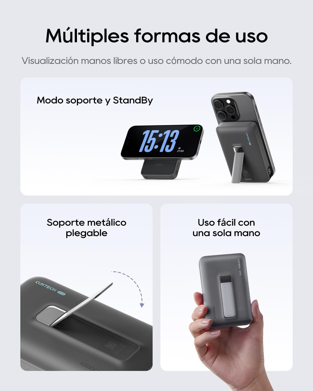 CUKTECH Power Bank Inalámbrico 10000mAh Batería Externa Magnético con Carga Rápida USB C 30W, Cargador Portátil Compatible con iPhone 17 Pro MAX Air 16 15 14 13 12 Mini Plus Pro MAX