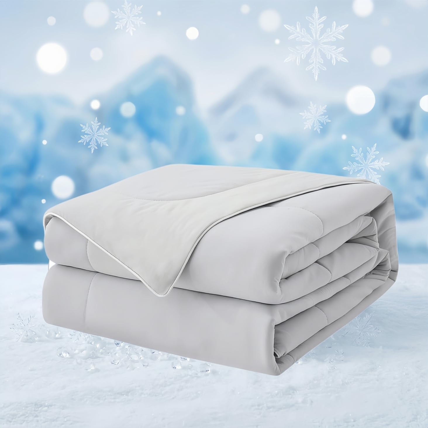 Revolutionary Cooling Comforter King Size, Q-Max>0.47, All Season Cooling Blanket for Hot Sleepers Cold Breathable Ultra-Soft Summer Comforter Bedding Quilt 106"x 90" (King/Cali King, Grey)