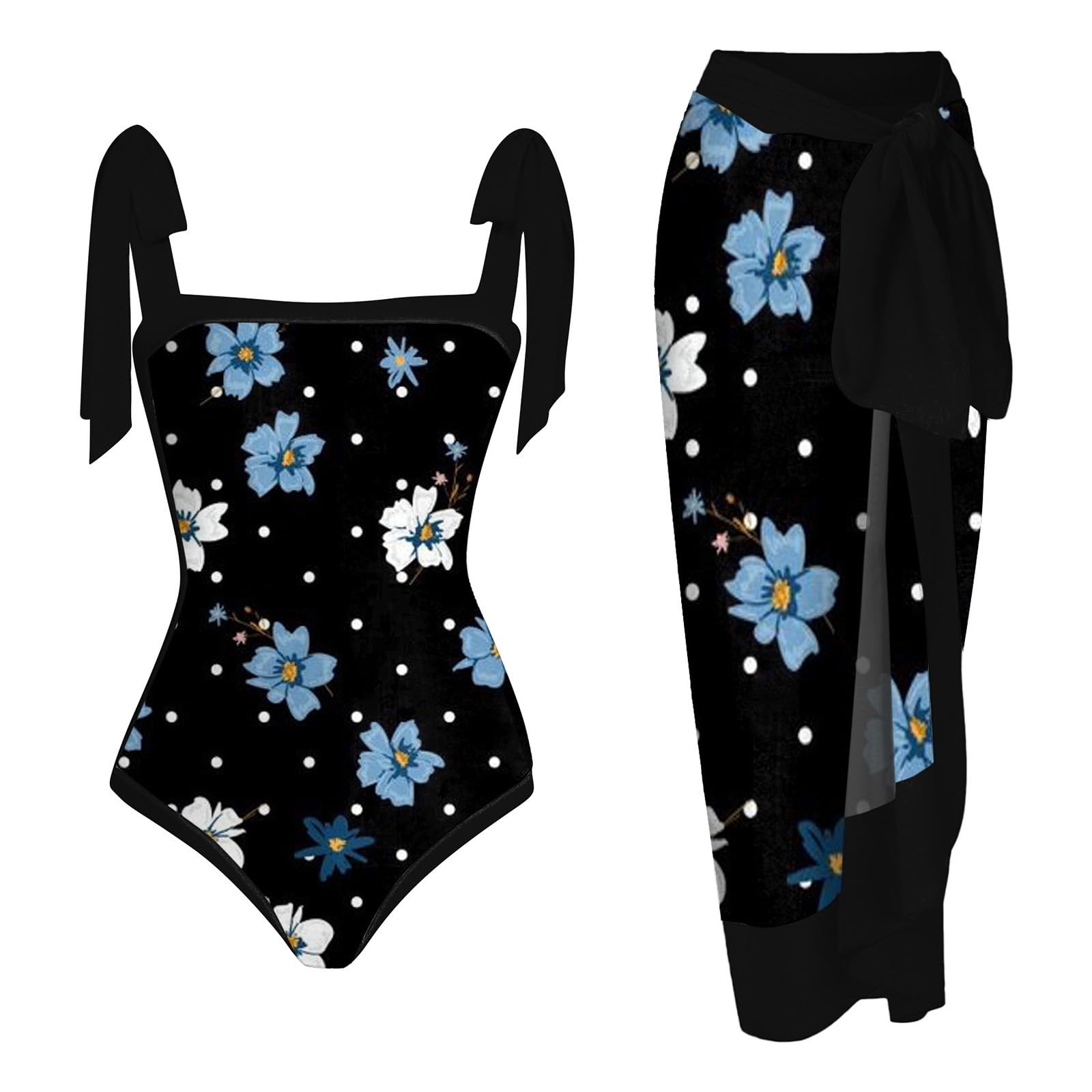 Genérico BañAdores Mujer Sexy,Traje De BañO De Pieza para Mujer+ Pieza para Cubrir Traje De BañO De Dos Piezas con Estampado Monokini Bikini Trajes De BañO De Piezas Conjunto De Tankini De Dos Piezas