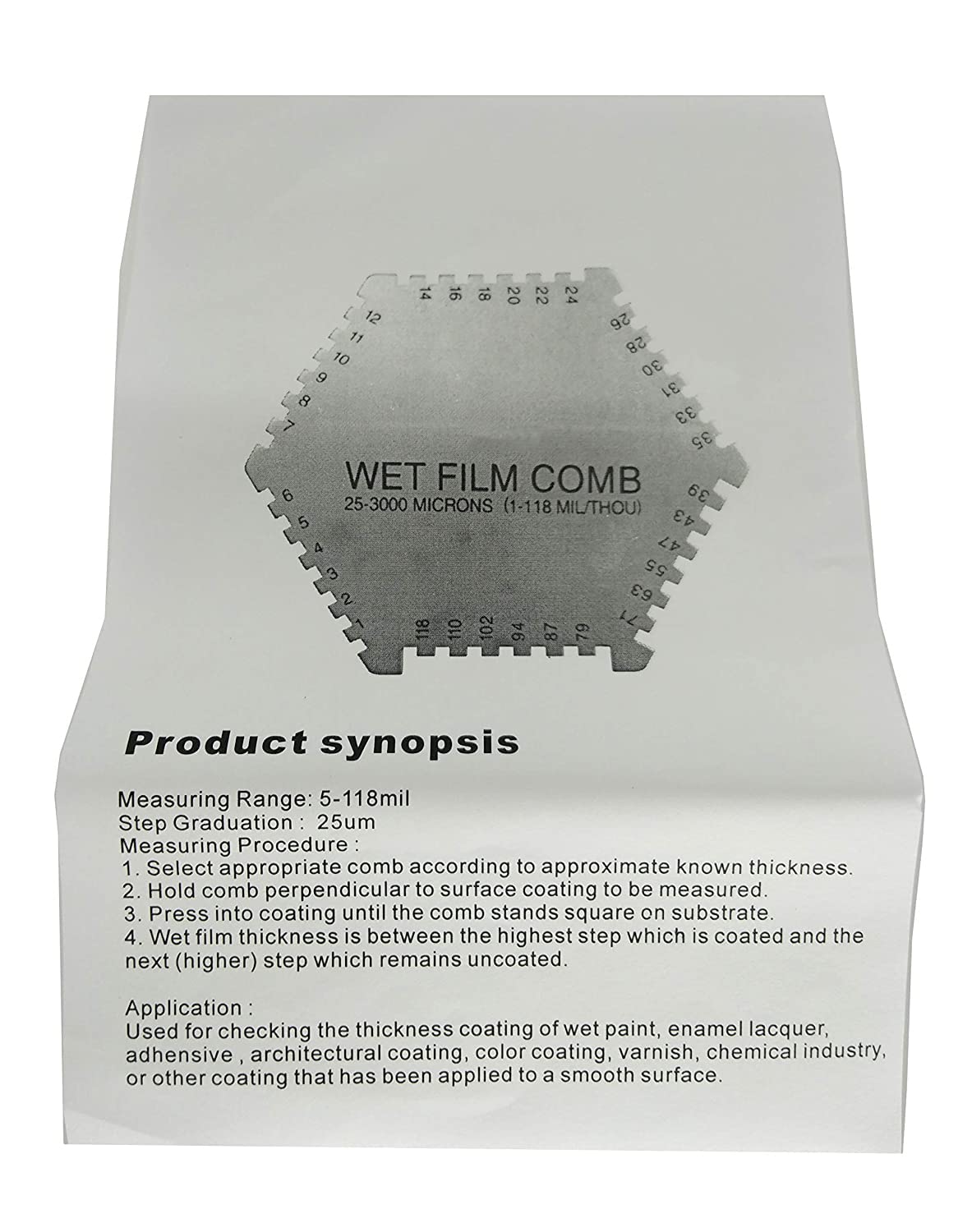 High Precision Stainless Steel Wet Film Comb Coating Thickness Tester 5-118mil Wet Film Thickness Gauge