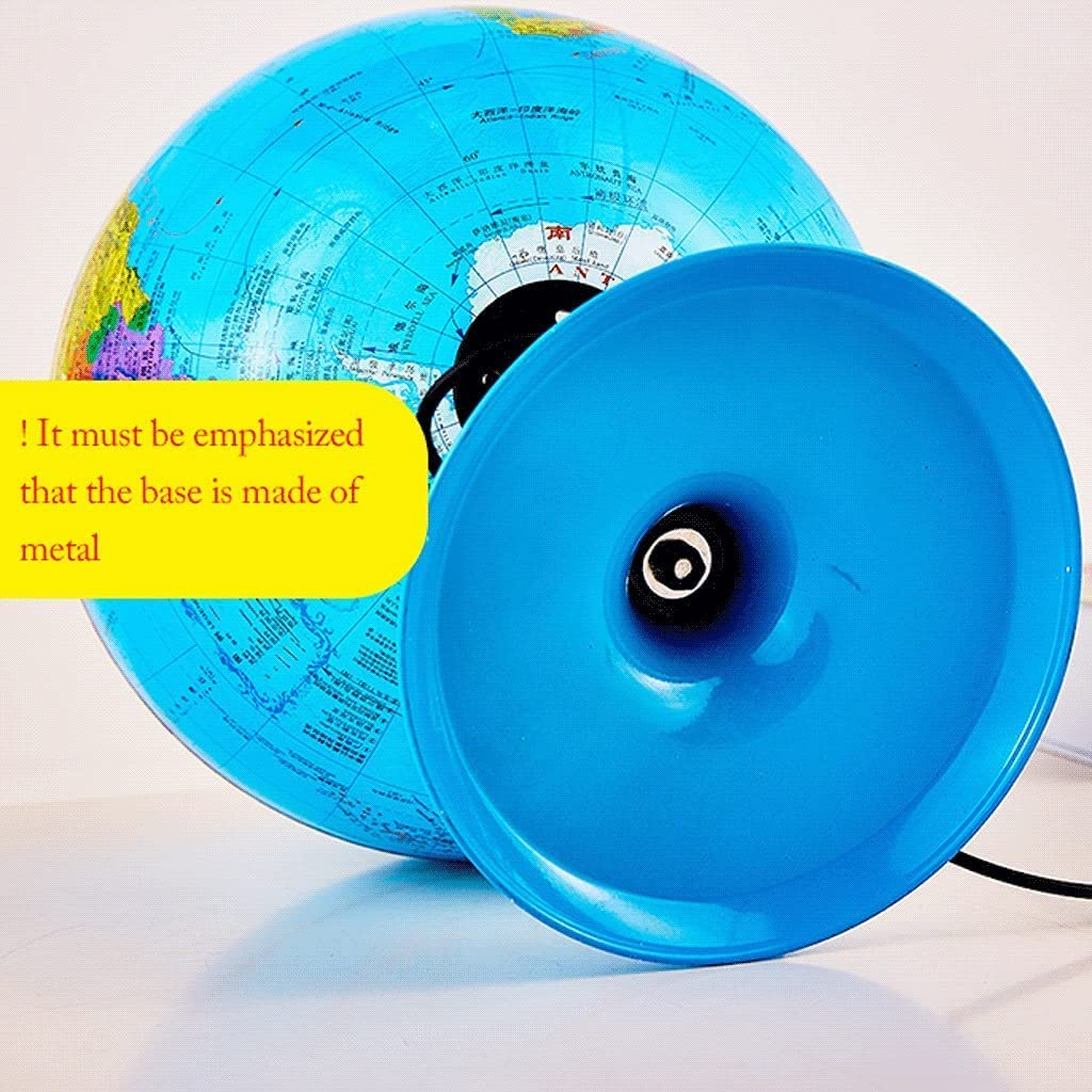 Klassischer Blauer Weltglobus, pädagogischer Geographie-Lernglobus mit Metallständer, 9,8 Zoll Durchmesser (Weltglobus+AR)