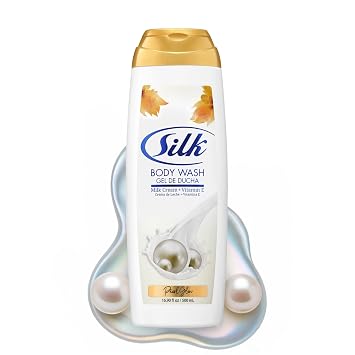 SILK Moisturizing Body Wash for Woman & Man - Daily Hydrating Shower Gel and Foaming Cleanser with Vitamin E and Glycerin, Rich Lather for Dry Skin Care, Pearl Glow Scent, 16.9 Fl Oz