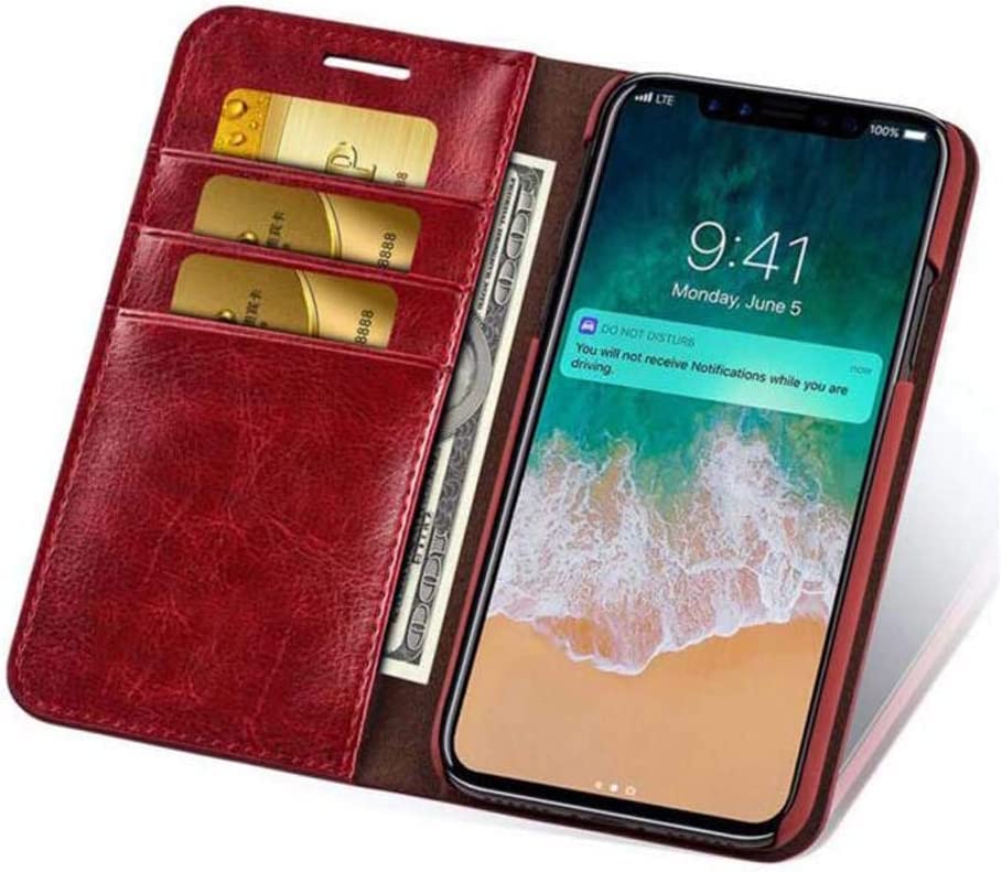 Étui de téléphone en cuir véritable iPhone 11 housse rouge 6.1