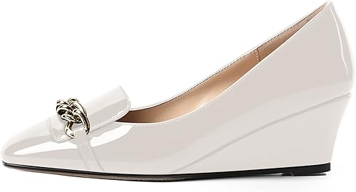 Miniatura 2 de MOVINSTEPS Zapatos de tacón bajo de cuña de metal para mujer, con puntera cuadrada, de 2 pulgadas