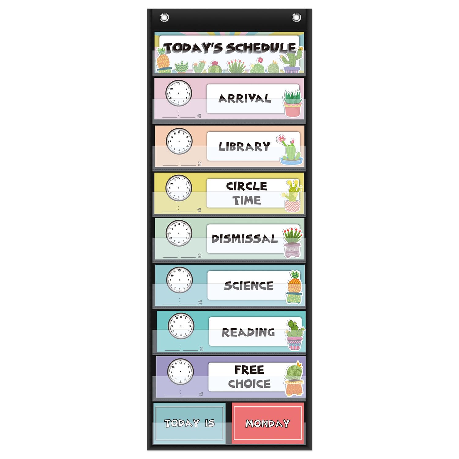 Mewise Large Personalized Daily Schedule Pocket Chart for Kids - Oversized Cards Classroom & Homeschool Calendar Organizer, Teacher Supplies, Back to