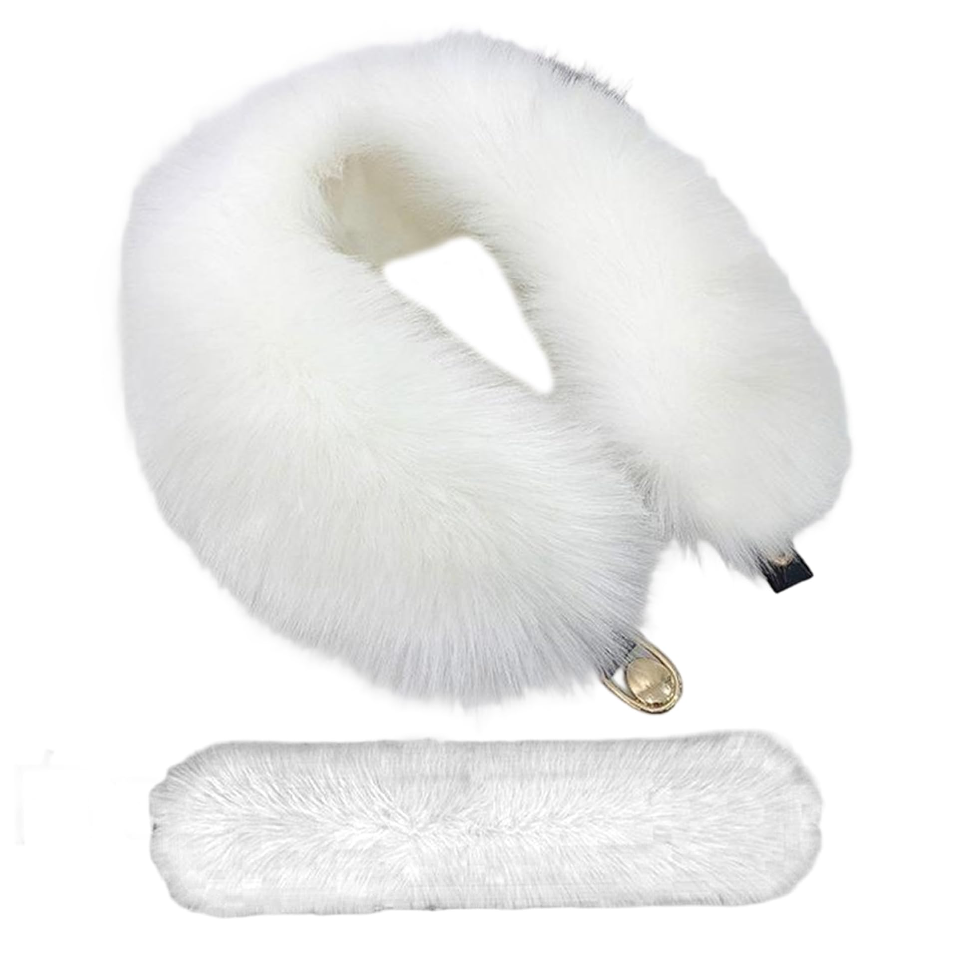 Pineeseatile Neck Scarf, Faux Furs Collar, Warm Detachable Furs Collar Fluffy Plush Neck Warmer Scarf for Women Winter Coat