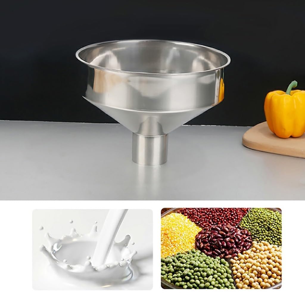 Embudo grande de acero inoxidable para uso en cocina, embudo de grado alimenticio para transferir líquidos e ingredientes secos, diámetro de 25 cm