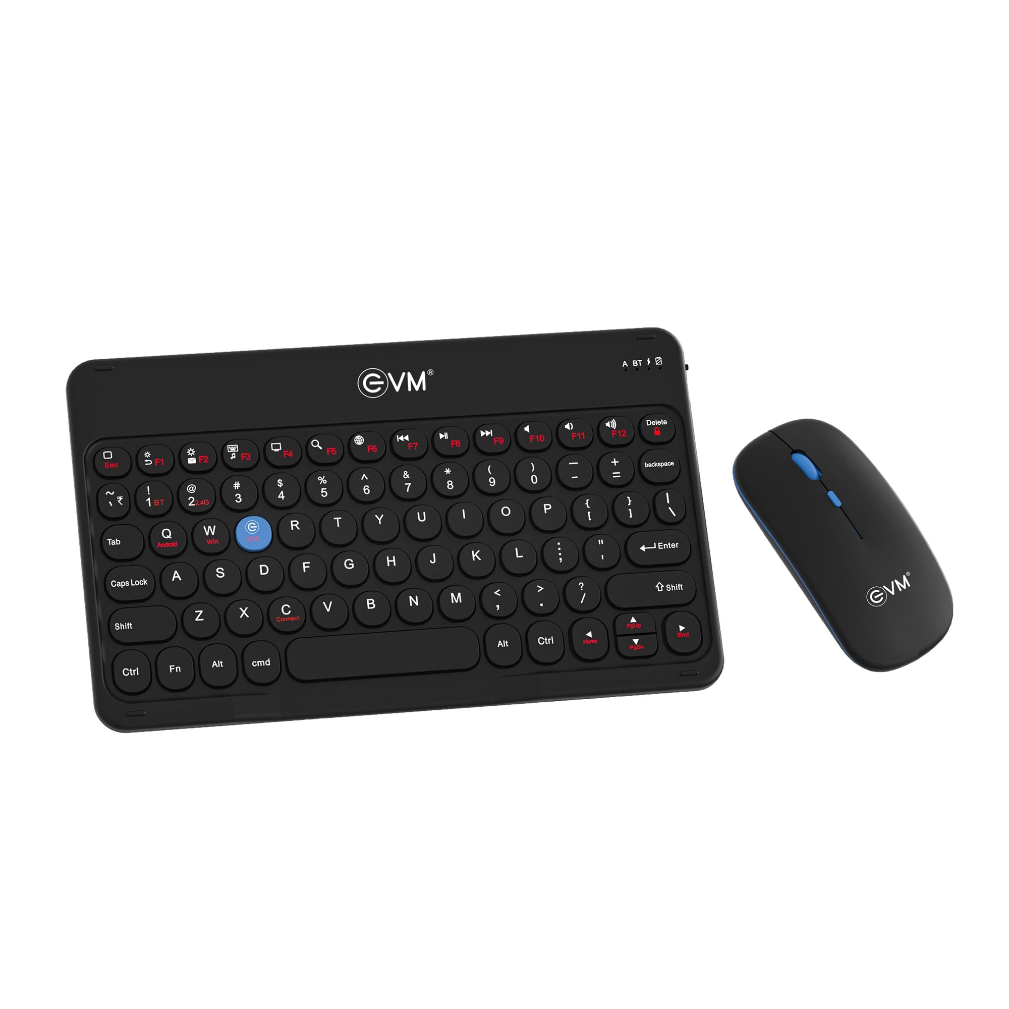 EVM EnArc Wireless Keyboard and Mouse Combo, Rechargeable Battery, Bluetooth 5.0 + 2.4G, Slim and Portable, Silent Click, Black (WLKM&EWLM-360)-picture-38