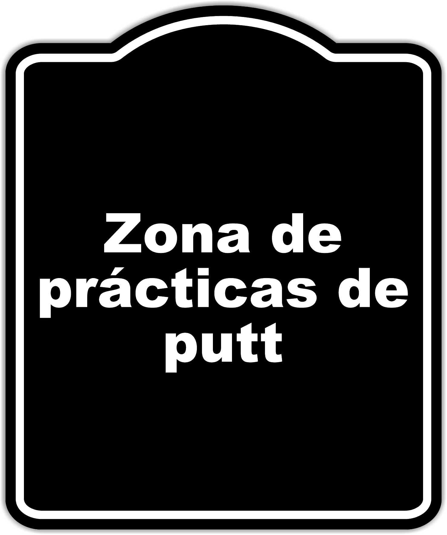 Zona de prácticas de putt BLACK Aluminum Composite Sign 15 x 18 inches