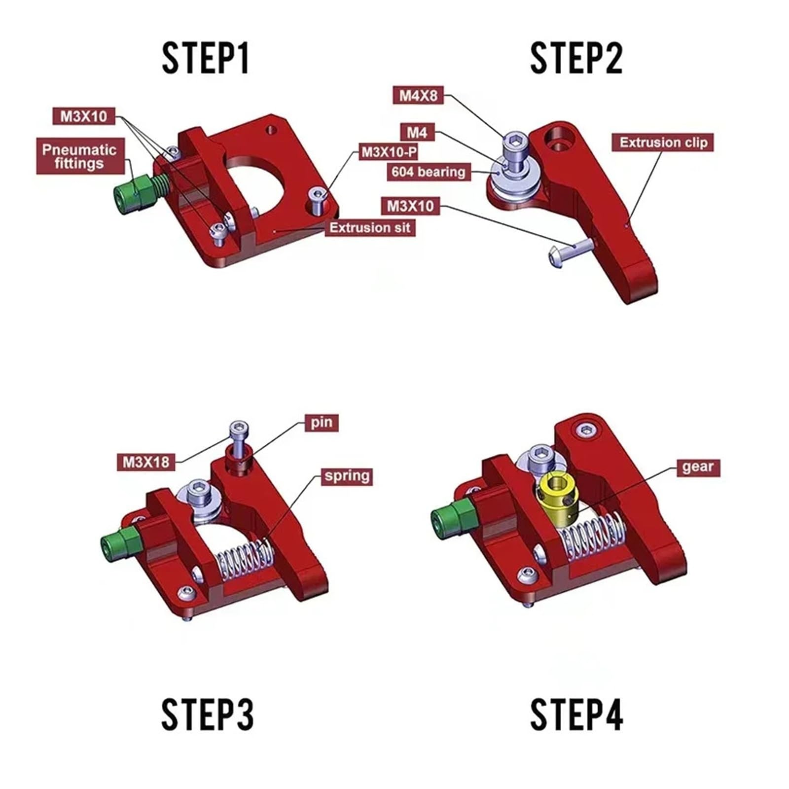 Compatible for Creality, Kit d'extrudeuse MK8 for Ender-3/CR-10