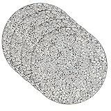 Silver Placemats Set of 4 Crushed Diamond Decor Silver Heat Resistant Mat Rhinestone Decor Round Place Mat Fall Decorations for Home Bling Sparkly Mat 15 inch