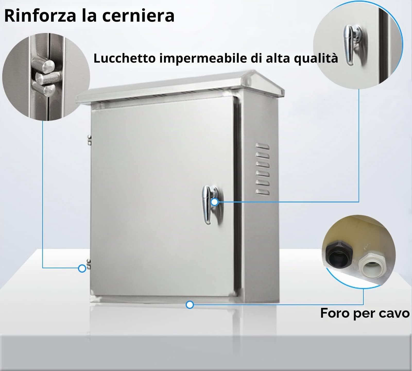 304 Scatola di giunzione per armadio di controllo in acciaio inossidabile 40X30X14 CM Scatola di distribuzione elettrica a parete impermeabile per esterni