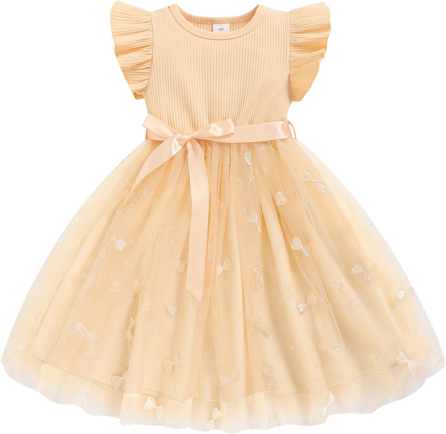 Sinhoon Toddler Girl Tulle Dress Summer Ruffle Sleeveless Baby Girl Fashion Casual Dresses 1-6Y