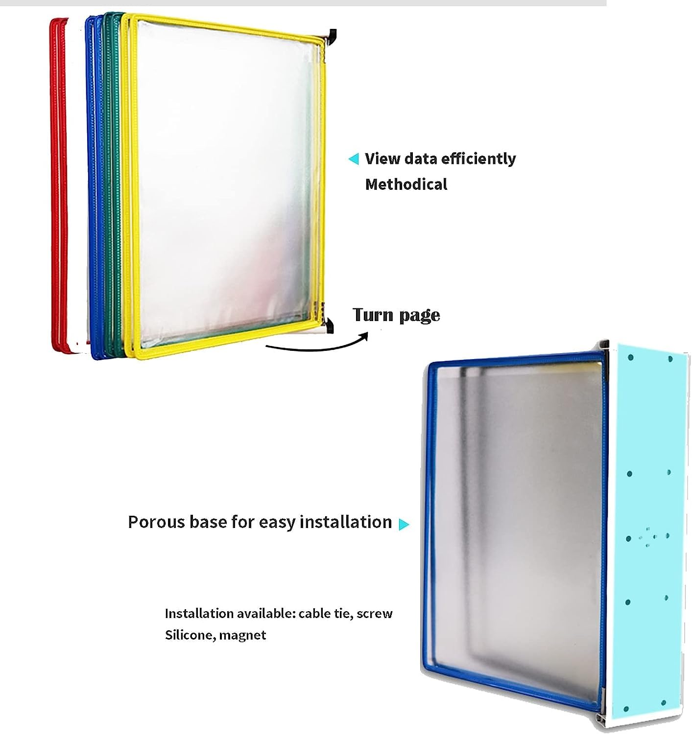 Carpeta de archivos A4 para montar en la pared, Organizador de bolsillo 10 páginas, portadocumentos Flip Flie(F)