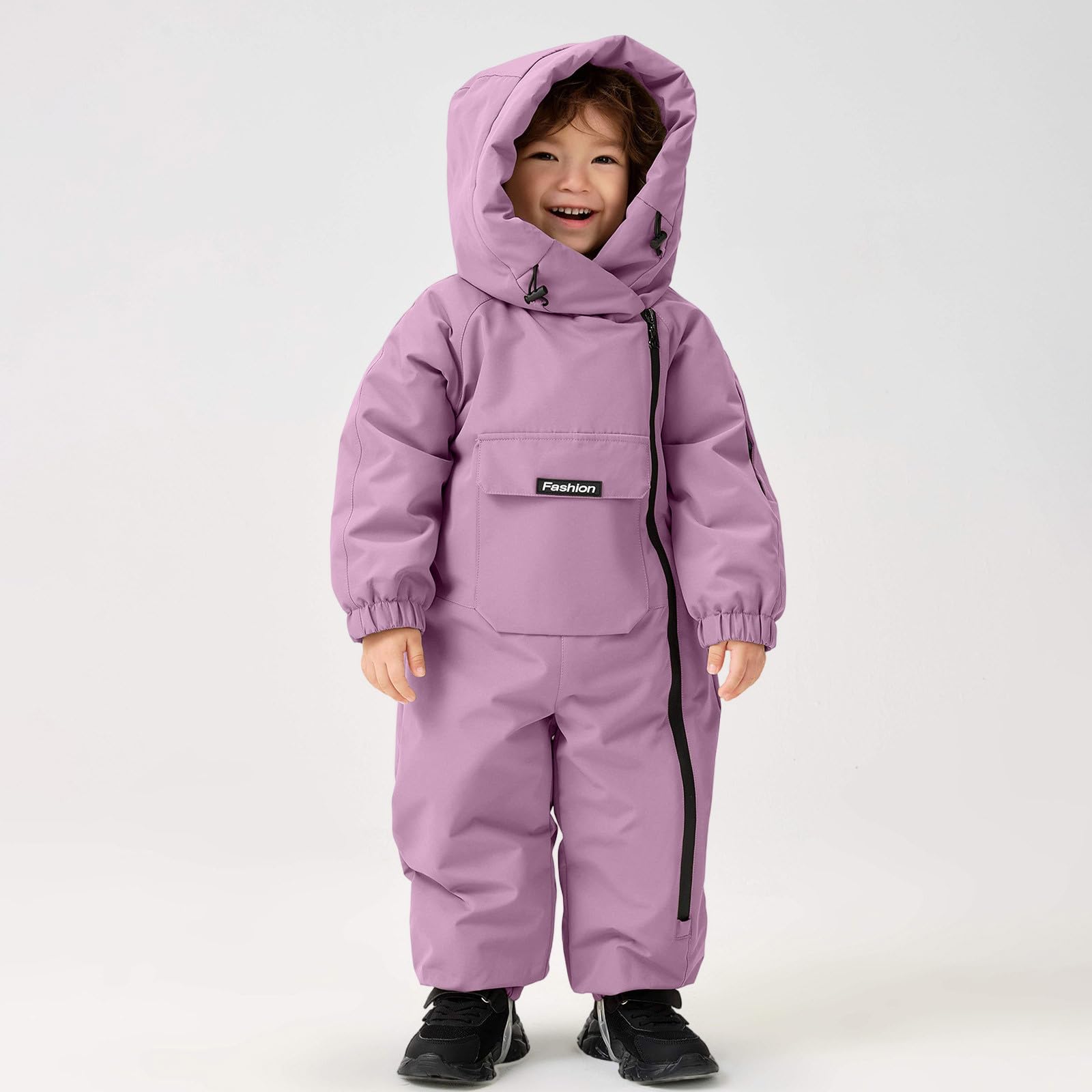 Combinaison Ski Enfant Garçon à Capuche Imperméables Coupe-Vent Vêtements de Ski Fille Noel Combinaisons de Neige Hiver Chaude Salopettes Veste Snowsuit Jumpsuit de Sports Coupe-Vent 1-5 ans