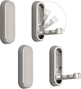 XSGTZMJ 4PCS Folding Coat Hook, Heavy Duty Wall Hooks Made of Zinc Alloy, Foldable Wall Hooks for Hanging Coats, Scarves, Hats, Bathrobes, Keys, Bags (Silver)
