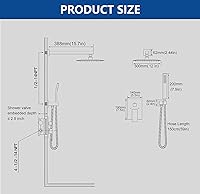 Vista 6 de Juego de Grifo de Ducha, Sistema de Ducha con Regadera de Lluvia de 12 Pulgadas y Regadera Manual, Juego de Regadera de Alta Presión Montada