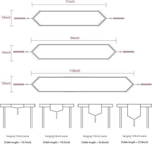 Miniatura 6 de Camino de mesa estilo lino con borlas, lavable, rústico, para decoración de mesa de comedor, café, sala de estar, Navidad, Acción de Gracias (verde