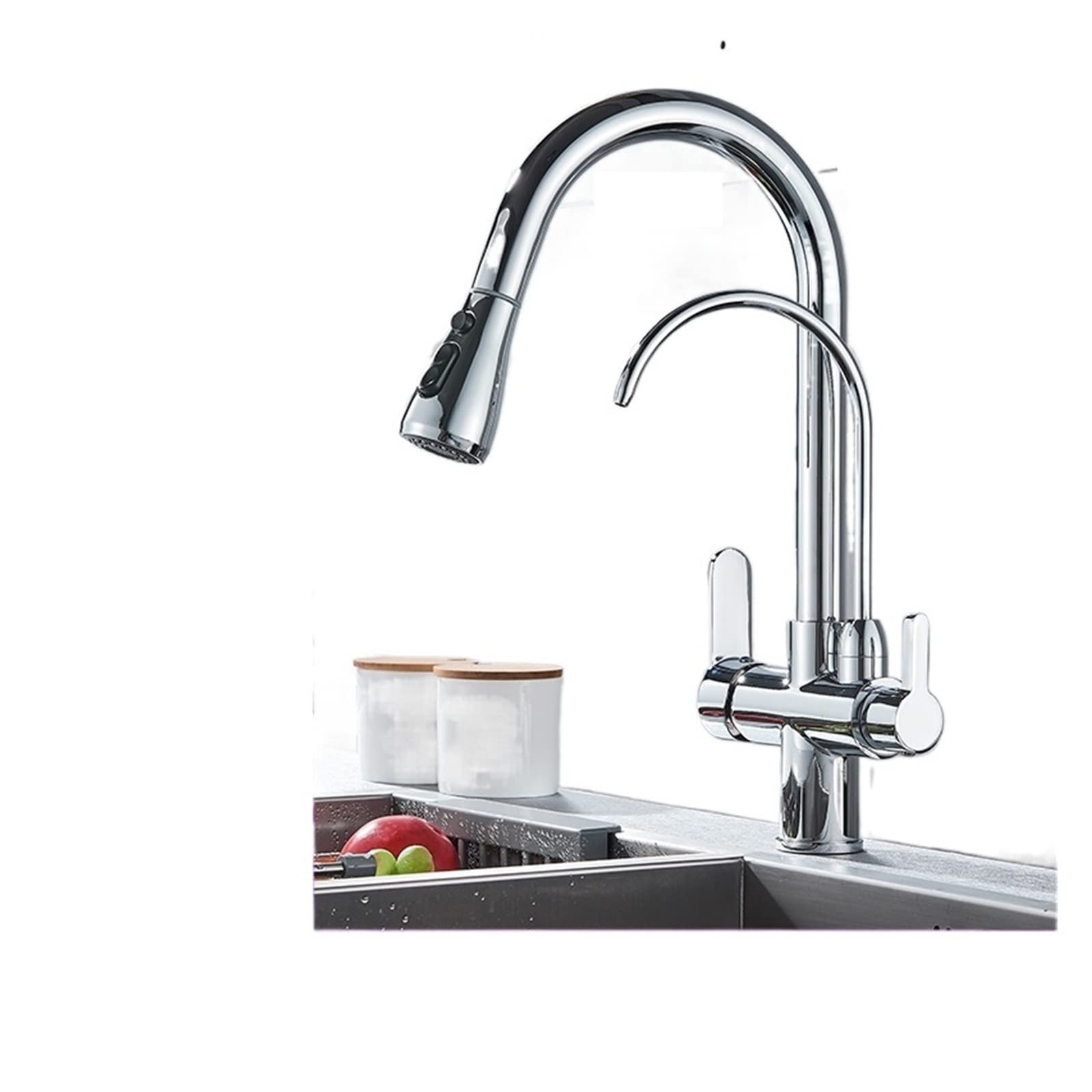 Grifo de cocina giratorio de 360 grados cromado con diseño moderno