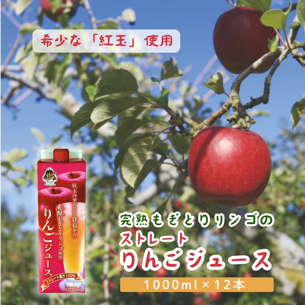 Amazon.co.jp: ストレート果汁100% りんごジュース 1,000ml×12本 紙