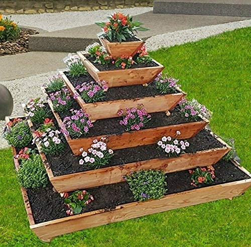 Preisvergleich Produktbild Pflanzpyramide Kräuterbeet Hochbeet Pyramide Kräuterpyramide Frühbeet Pyramide Holz Sibirische Lärche