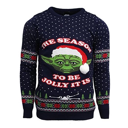 Numskull Unisex officiella Star Wars Master Yoda stickad jultröja för män eller kvinnor – ful ny tröja gåva, Yoda, M