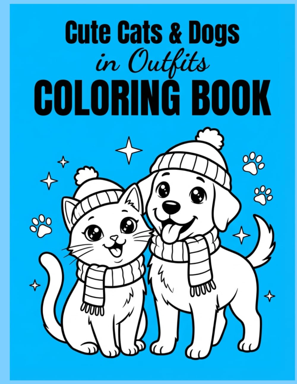 Cute Cats and Dogs in Outfits Coloring Book: 50 Adorable Animal Dress-Up Pages | Fun and Easy Coloring Book