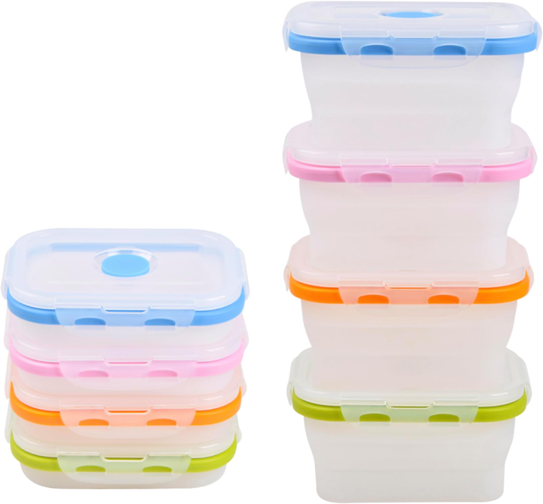 Collapsible Food Storage Containers with Lids, 4 Piece, 12 oz | Space-Saving, Airtight Lids, Meal Prep, Lunch, Snack, Travel, Microwave, Freezer, Dishwasher Safe