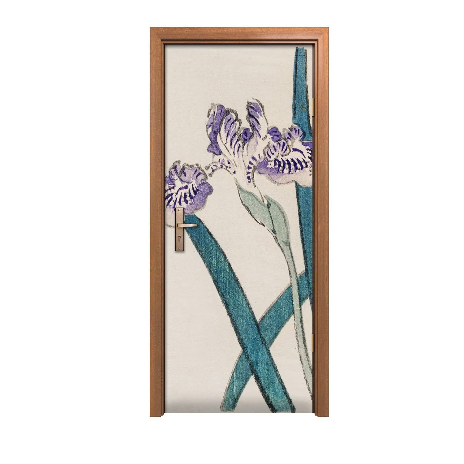 Autocollant de porte 80x200cm décoration design d'intérieur fleurs asiatiques