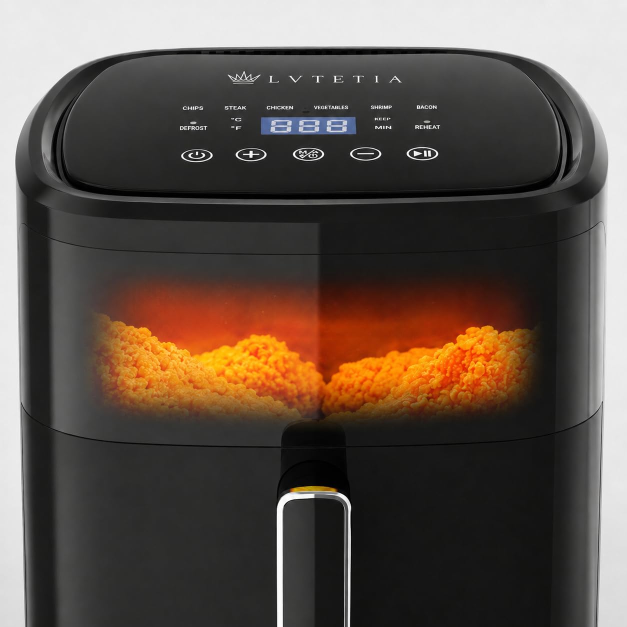 Air Fryer LVTETIA BW-3021D, Freidora sin aceite capacidad 5L con ventana, 1350W, función de vapor