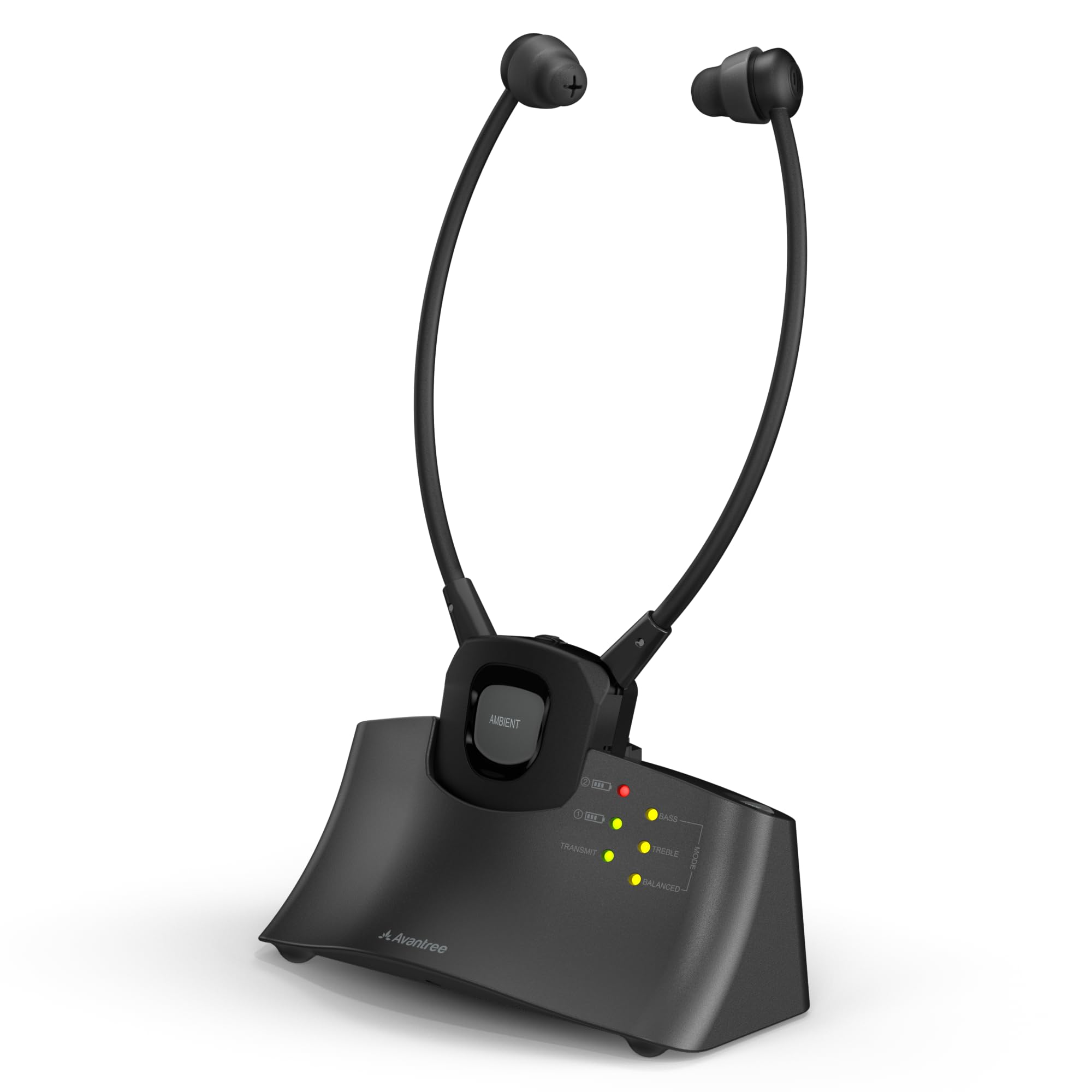 Avantree HT381 - Wireless Earbuds for TV Listening with RF Transmitter, L/R Balance Volume Control Headphones for Seniors & Hard of Hearing,