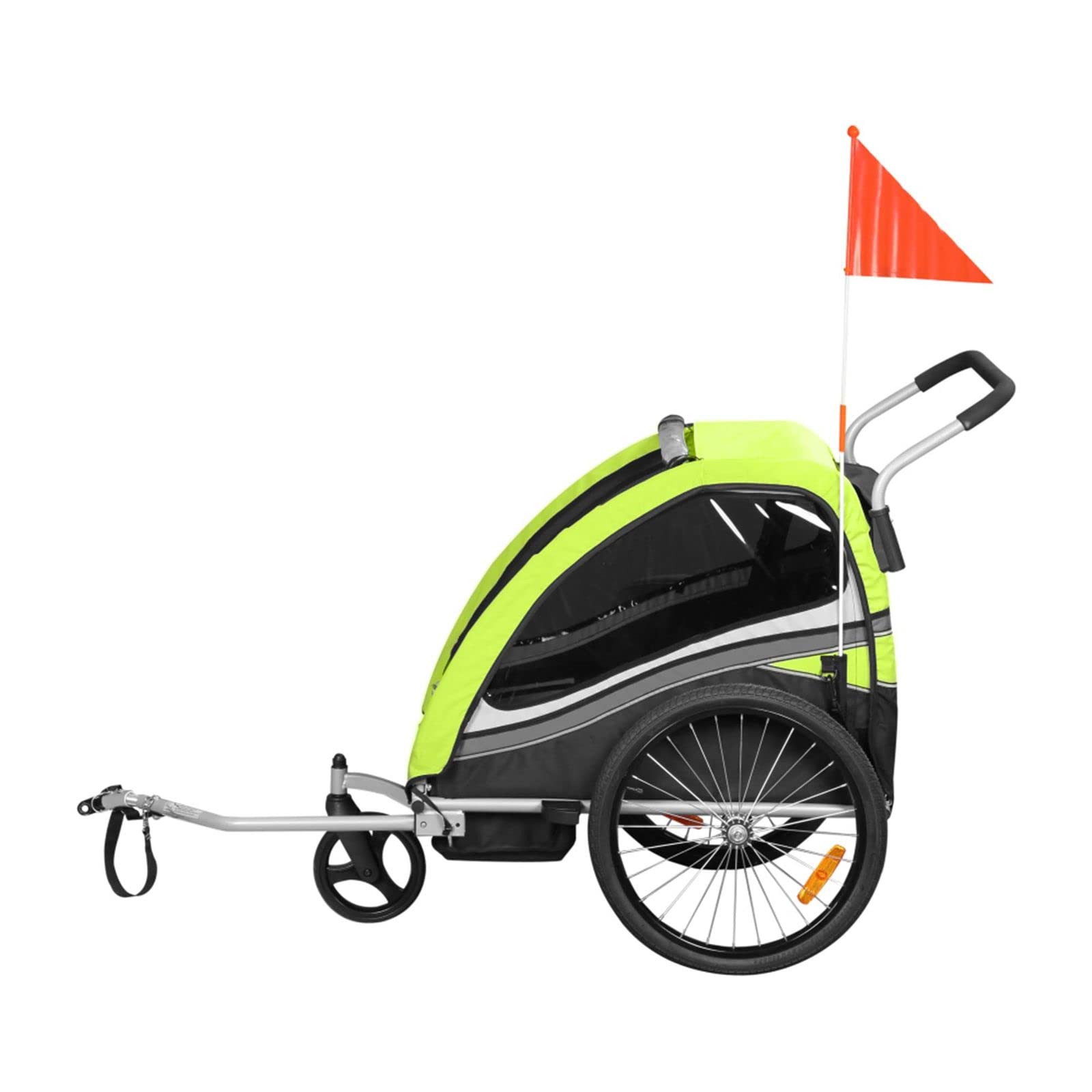 SAMAX Remolque de Bicicleta para Niños 360° girable Kit de Footing Transportín Silla Cochecito Carro Suspensíon Infantil Carro en Verde - Black Edition