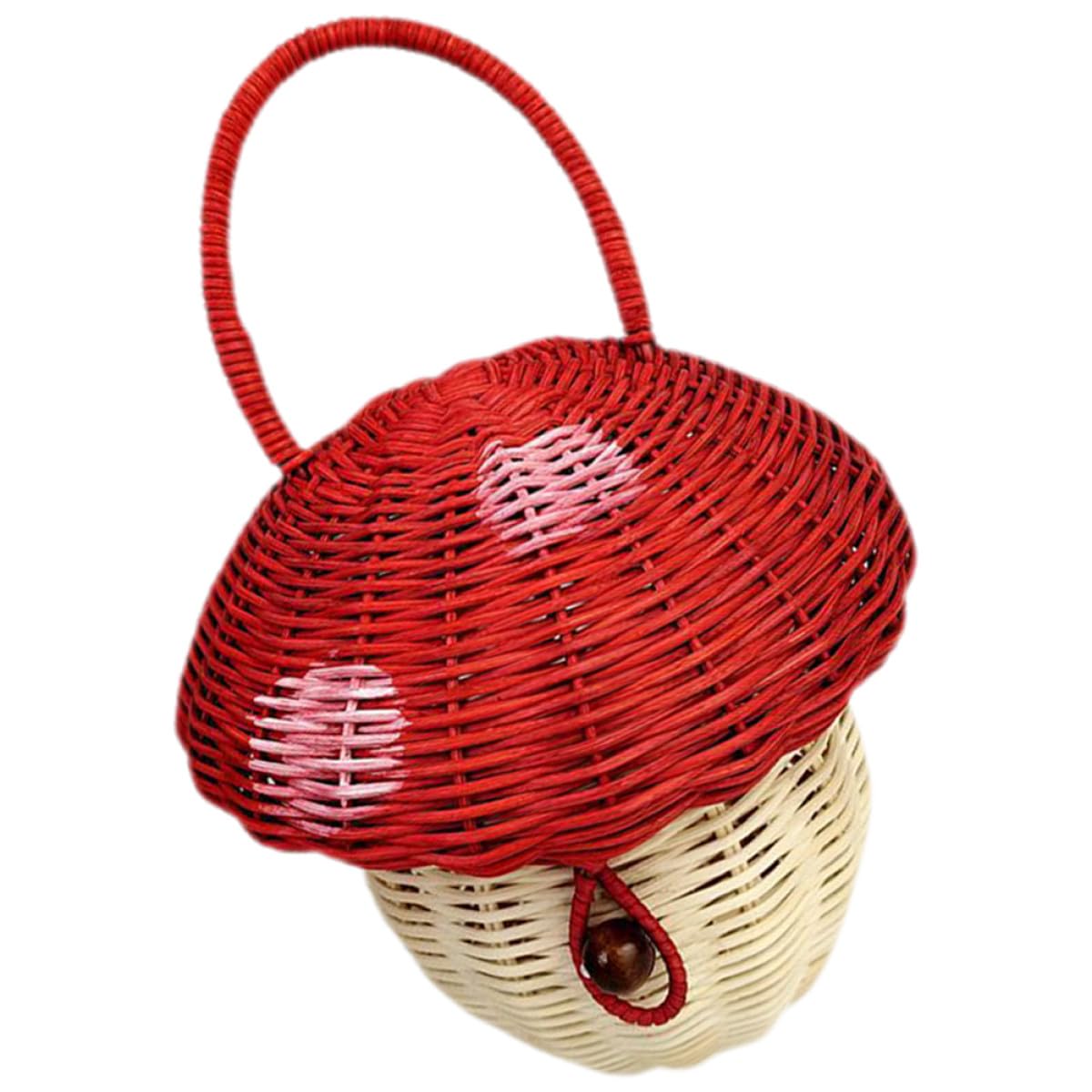 Panier rangement rotin champignon rouge pour ranger jouets rapidement