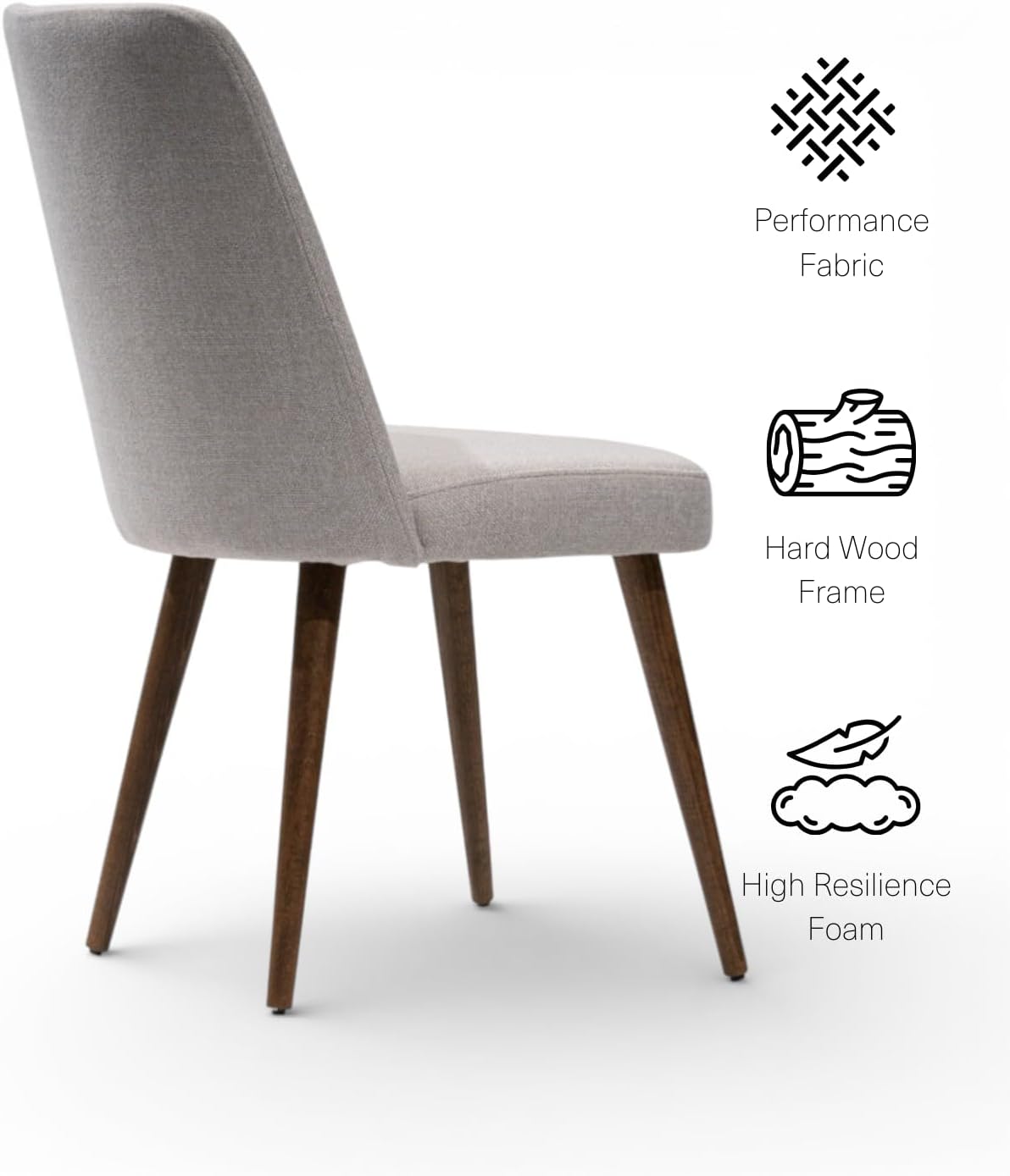 Modern Upholstered dining chair for dining room (Set of 2) - Wood Leg, Comfy Accent Side Chairs for Dining Table - Performance Fabric - Tool-Free Easy Assembly - Farmhouse Dining Chairs Set of 2