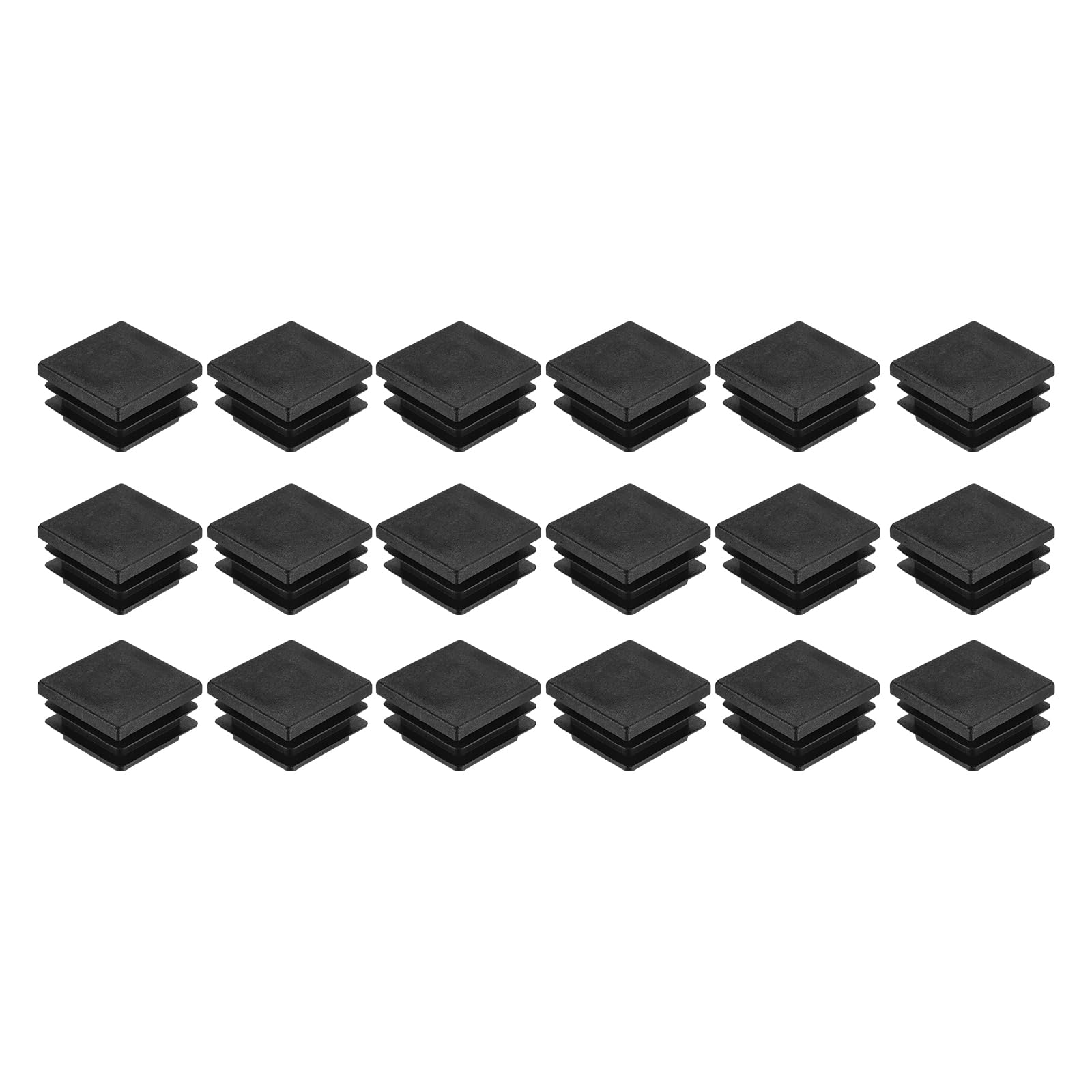 uxcell 12Pcs Square Plastic Plugs, 32 x 32mm/1.26 x 1.26inch PE Pipe Tubing End Caps for 25-30mm/0.98-1.18inch Square Tube Furniture Chair Leg, Black