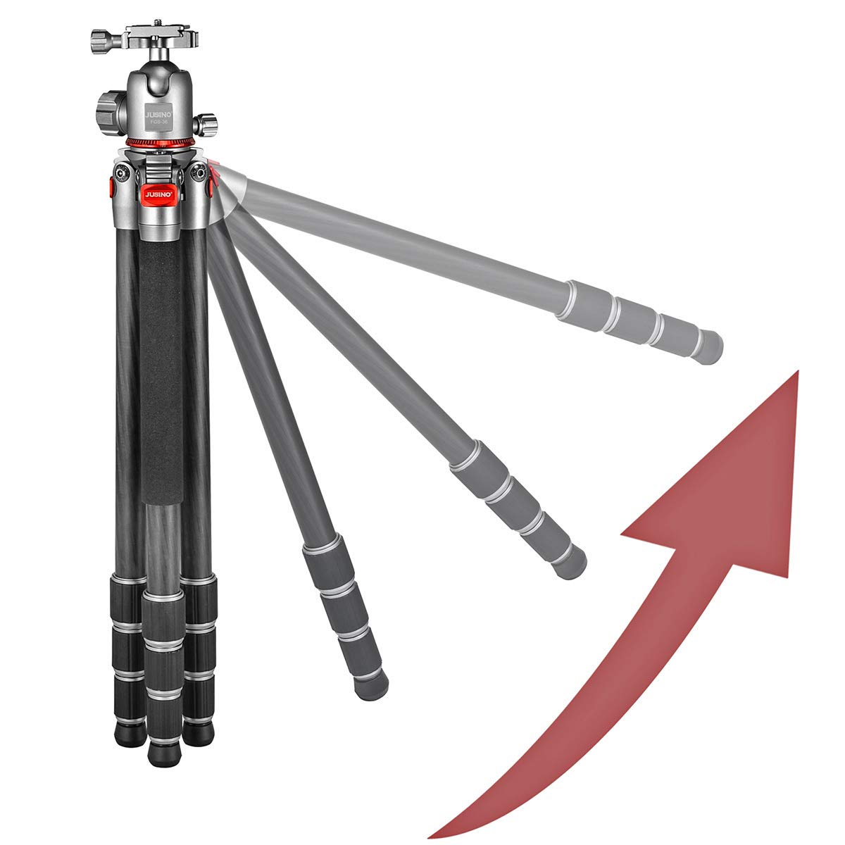 JUSINO Leichtes Karbon Fotostativ mit Kugelkopf Stativ bis 138cm/12kg AF-254C+FGS-36