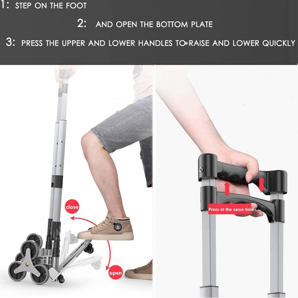 Bеѕt Cуbеr Mоndау 🔥 Stair Climbing Cart, Aluminum Folding Stair Hand Truck, Dolly with TPR Wheel and 4.4 ft Elastic Ropes Ideal for Home Auto Office and Travel Use