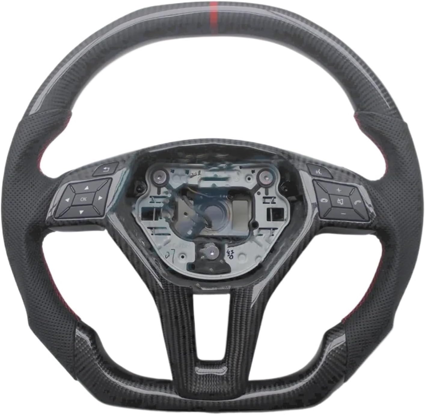 For Benz W176 W204 W212 W218 C63 Carbon Fiber Leather Steering Wheel Car Accessories(No Paddles A)