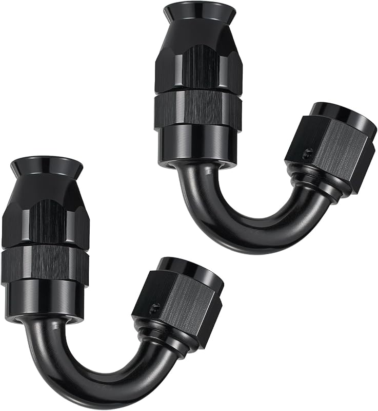 Conector terminal para mangueira PTFE EVIL ENERGY 6AN 150° em alumínio preto – 2 unidades